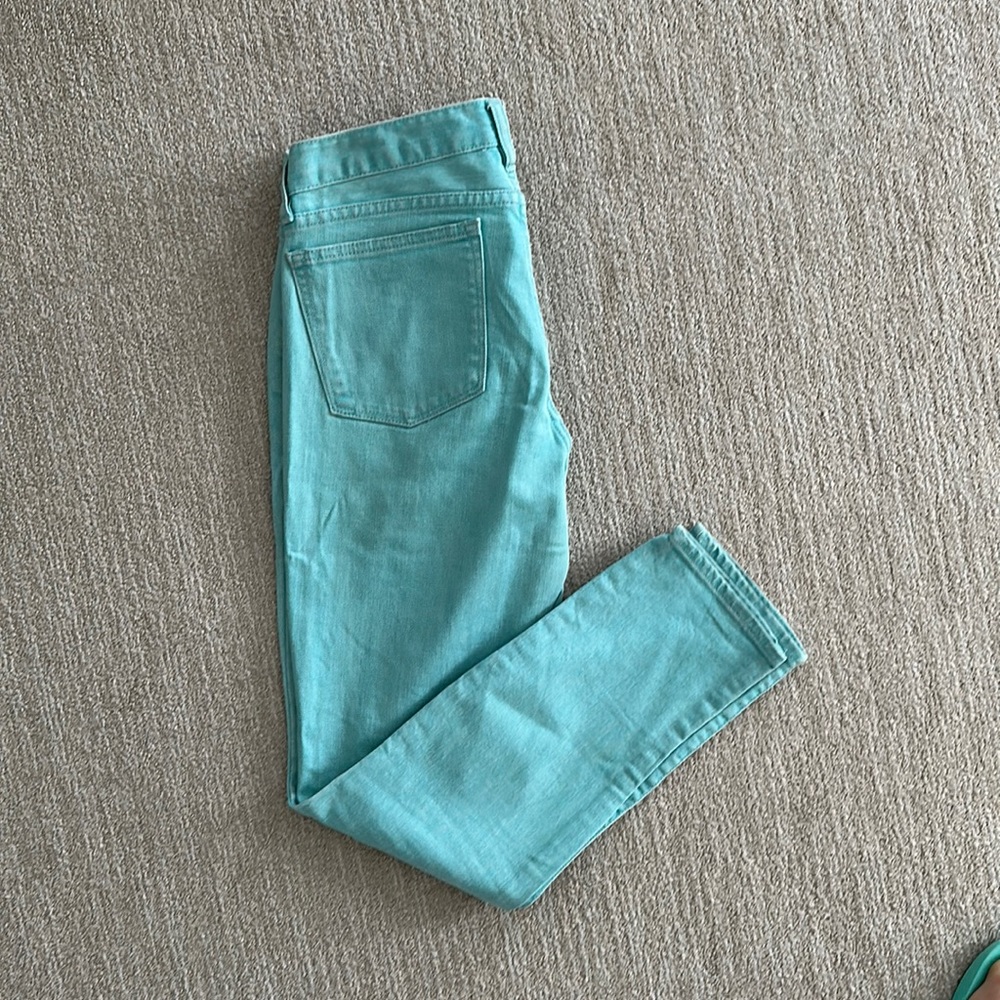 Jcrew mint green toothpick jean